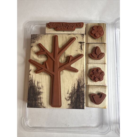 Stampin Up Season of Friendship Wood Stamp Set of 6 Tree Leaf Bird Flower Season - Picture 4 of 4